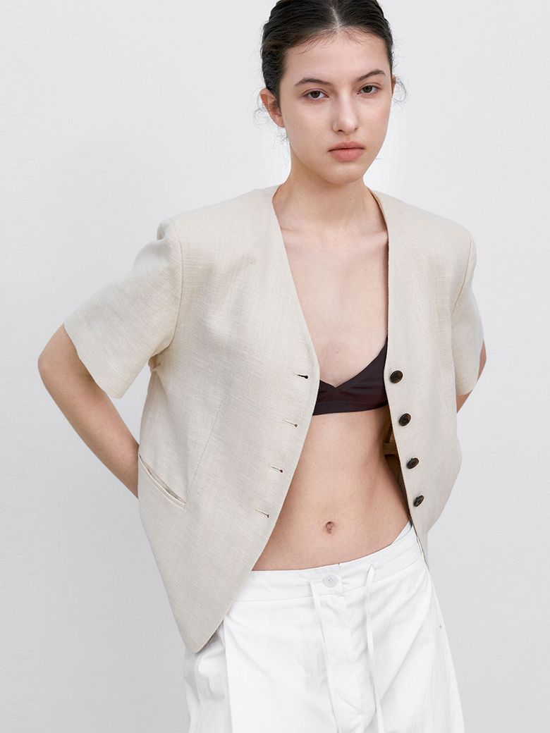 V-NECK HALF SLEEVE JACKET (JK-3070)