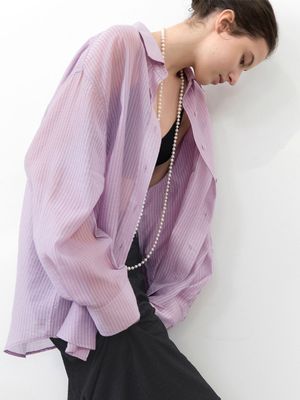 SHEER STRIPE OVERSIZED SHIRT (BL-4412)