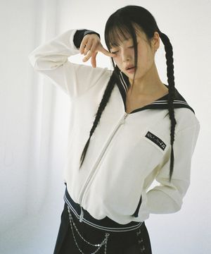 세일러 칼라 집업 자켓 - 아이보리