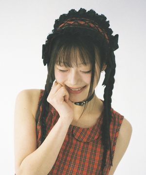 타탄 체크 헤드드레스 - 레드