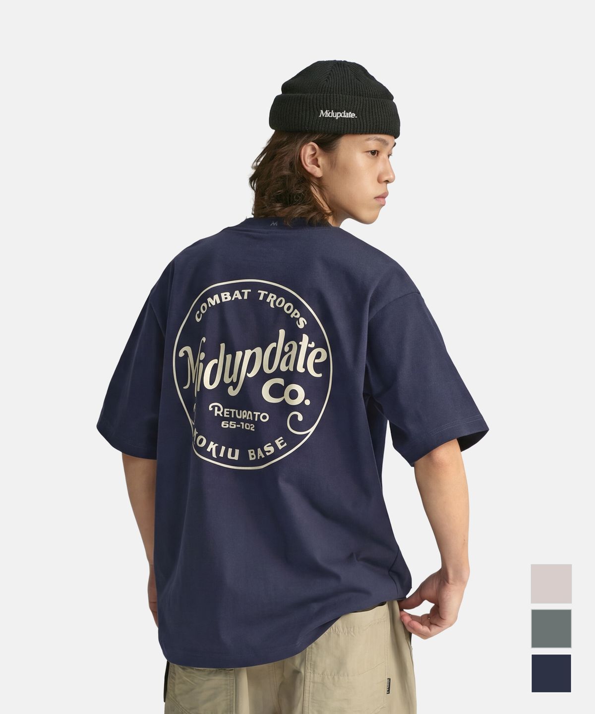 미드업데이트(MIDUPDATE) Mud simple logo T shirts Navy