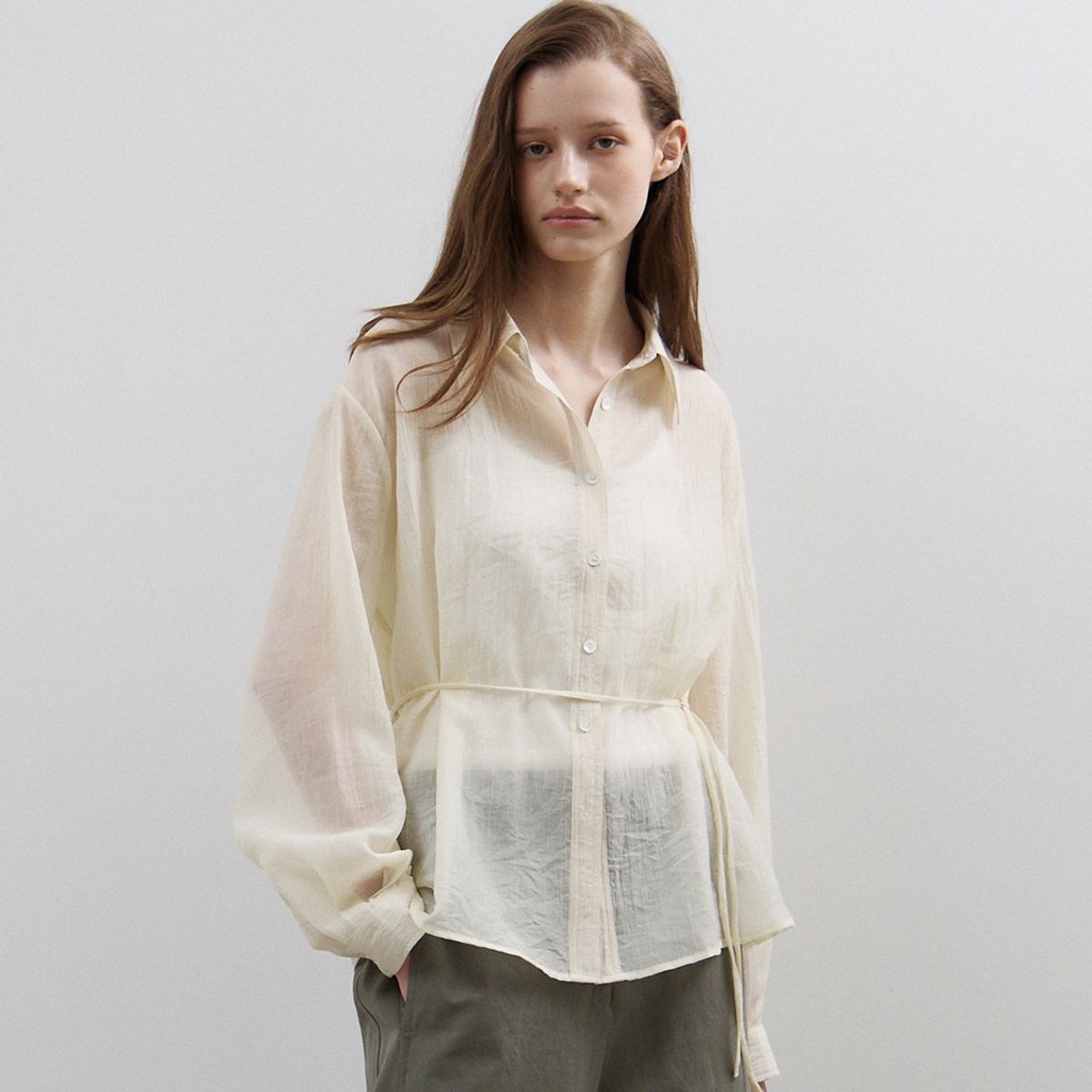 노우드(NOEUD) Multi-way Wrinkle Shirt(CREAM)