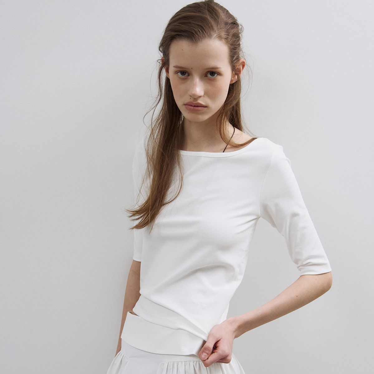 노우드(NOEUD) Archive Boatneck Tee(IVORY)