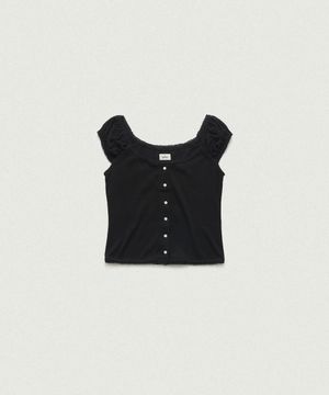 Corin Button Sleeveless Top_Black