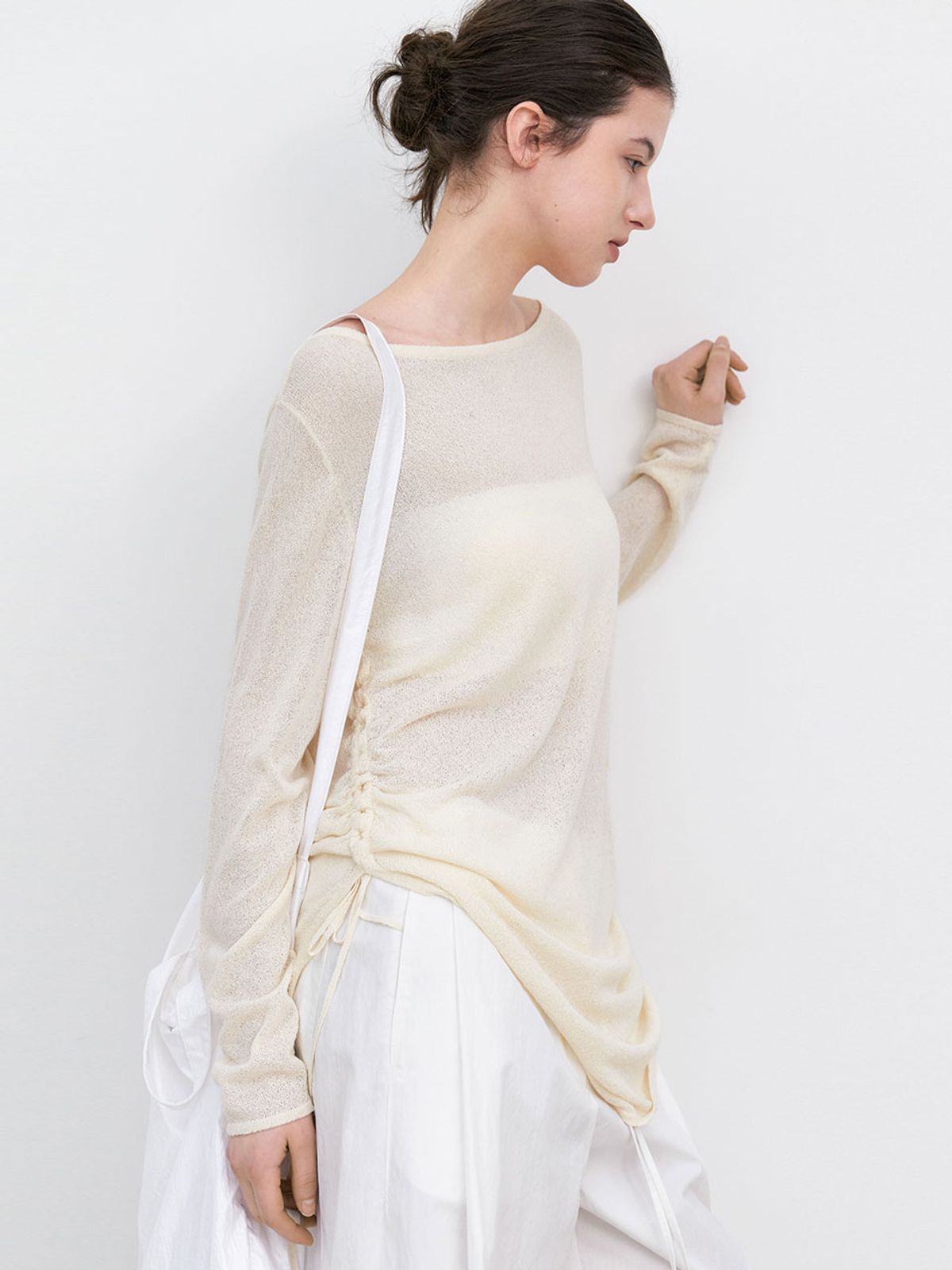 아틀리에 나인(ATELIER NAIN) STRING SHIRRING COVER UP KNIT (T-7253)