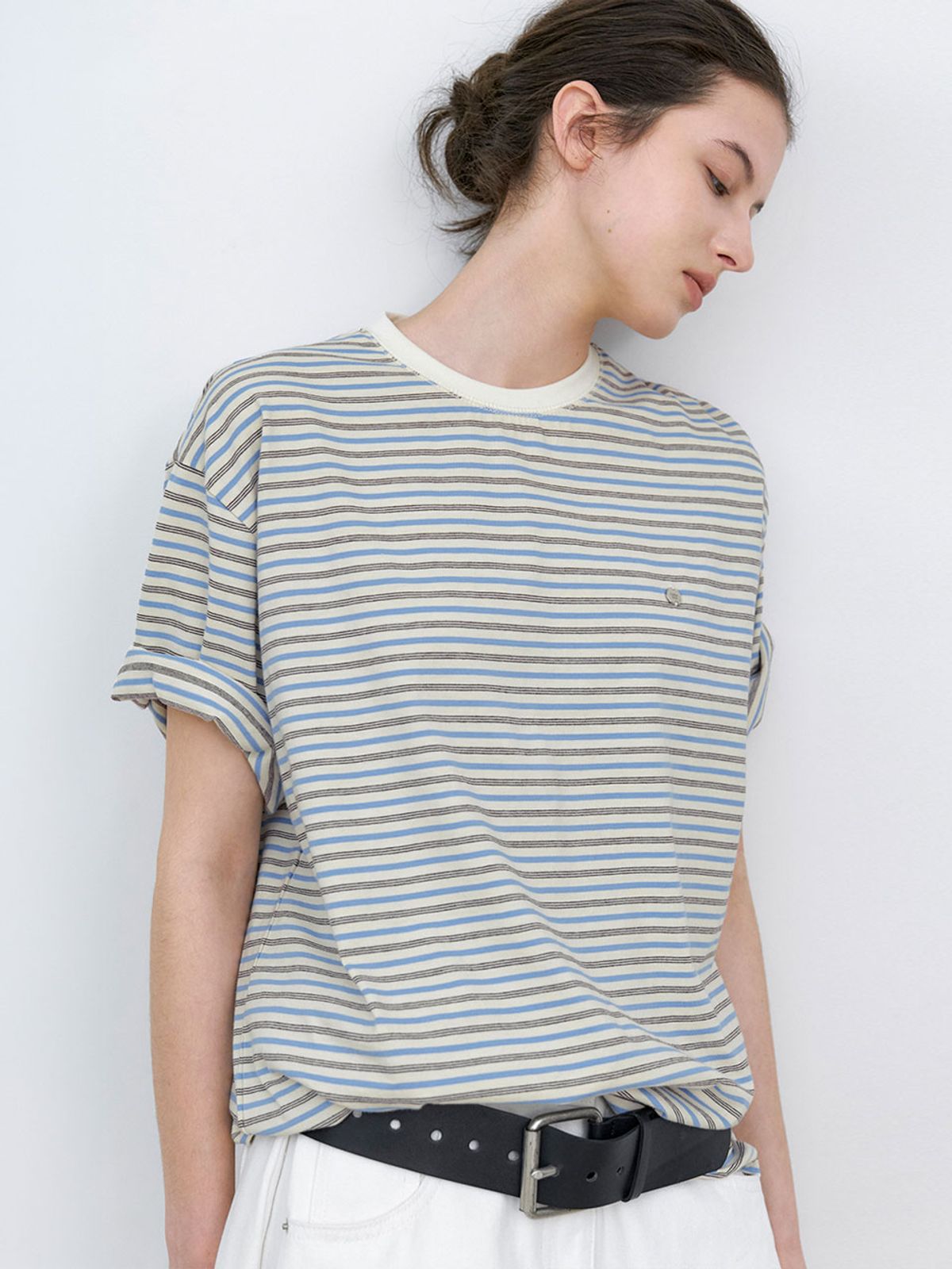 아틀리에 나인(ATELIER NAIN) MULTI STRIPE BOXY TEE (T-7216)