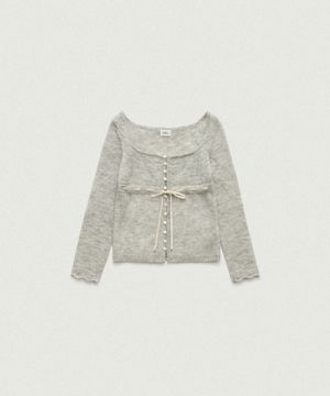 Velin Tie Mohair Knit Cardigan_Light Grey