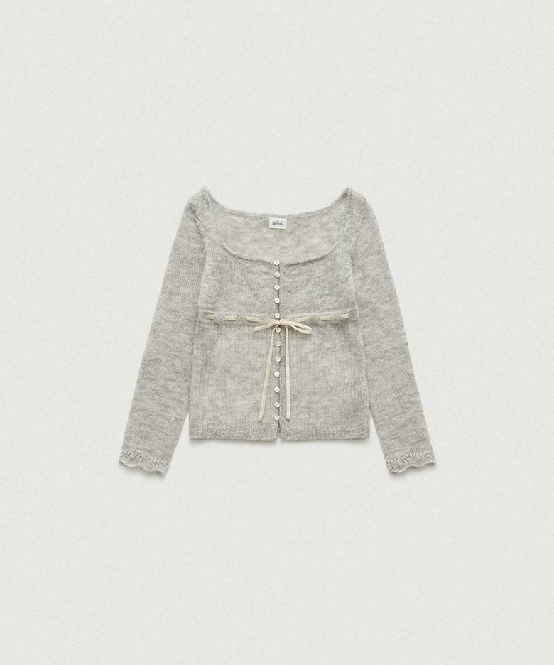 Velin Tie Mohair Knit Cardigan_Light Grey