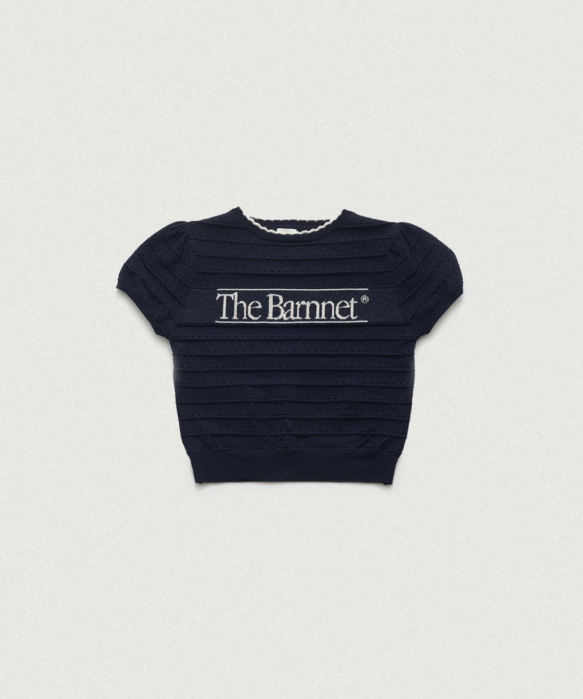 더바넷(THEBARNNET) Helen Logo Jacquard Knit Top_Navy