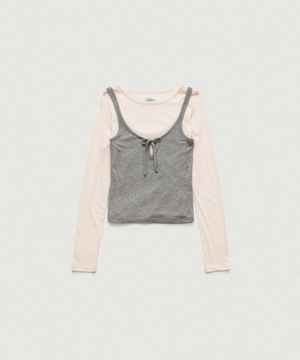 Averin Ribbon Layer T-Shirt_Light Pink