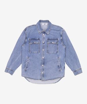 공용) 난스판 바이오스톤 올약워싱 오버사이즈셔켓_AM1DDJ142-LB M