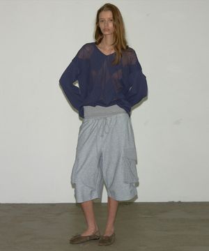 FOLDOVER WAIST CARGO SHORTS HEATHER GRAY