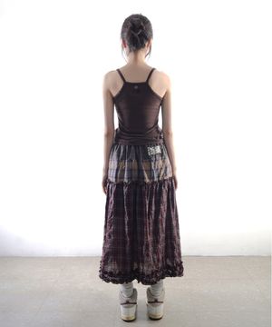 체크프릴스커트-버건디