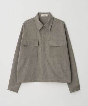 워시드 크롭 셔츠 자켓_카키베이지