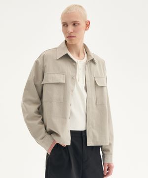 워시드 크롭 셔츠 자켓_베이지