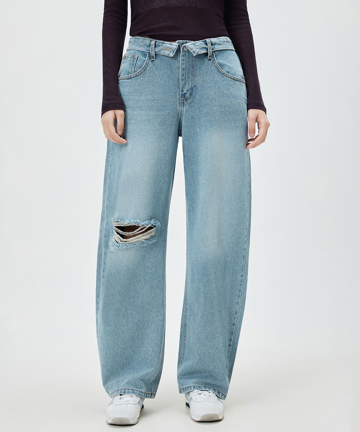 미쏘(MIXXO) 커브드 오비 턴업 데님 팬츠_MIWTJG51MS MIWTJG61QJ