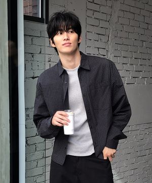 워싱 잔체크 셔츠_CHARCOAL