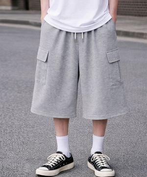 스트링 밴딩 핀턱 포켓카고 버뮤다 반바지 스웻팬츠 3Color