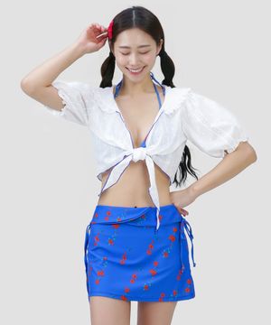플라워 스커트 커버업 4pcs 비키니 세트