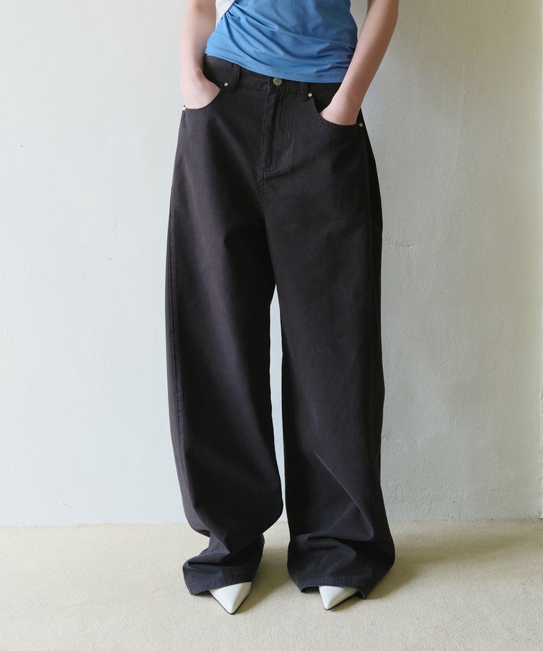 GARMENT DYING PANTS BLACK