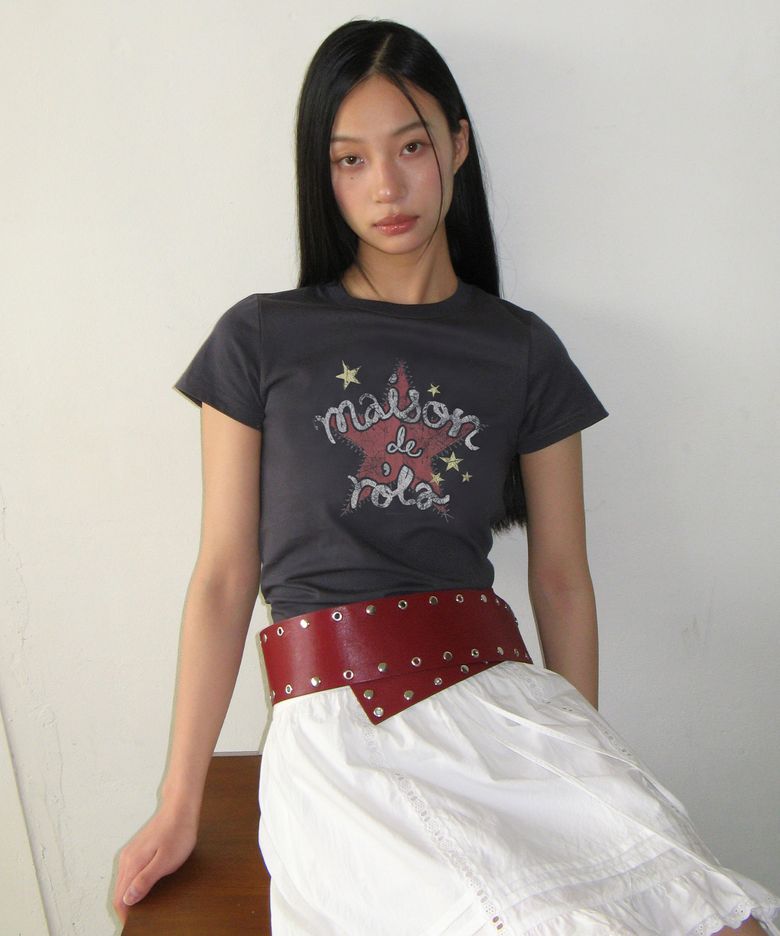 MAISON DE ROLA STAR GRAPHIC T-SHIRT CHARCOAL