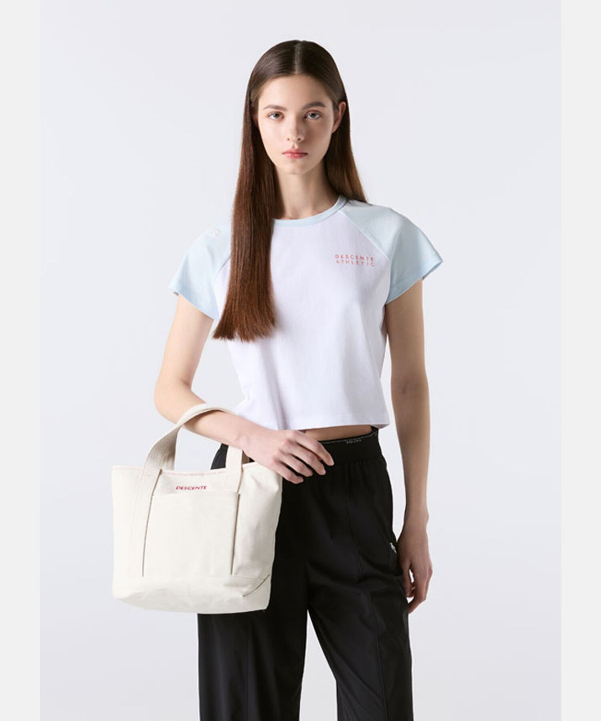 데상트(DESCENTE) 미디움 캔버스 토트백 아이보리 SR223UBG40