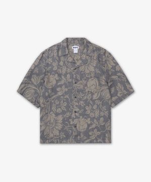 블루스 린넨 자카드 반소매 셔츠 - 그레이 / 59791294