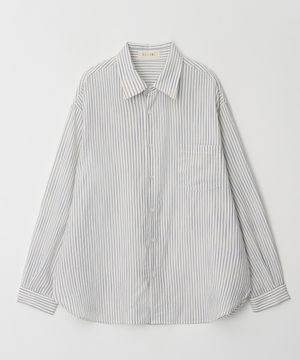 하이퍼 스트라이프 오버 셔츠_아이보리 베이지