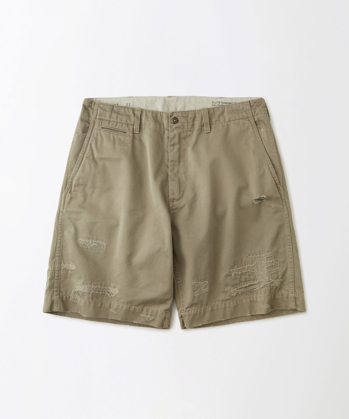 아웃스탠딩(OUTSTANDING) OFFICER CHINO SHORTS_REPAIR KHAKI