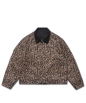 레오파드 크롭 워크자켓 브라운