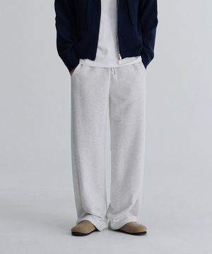 숏/롱 베이직 와이드 스웨트 팬츠 (White Melange)