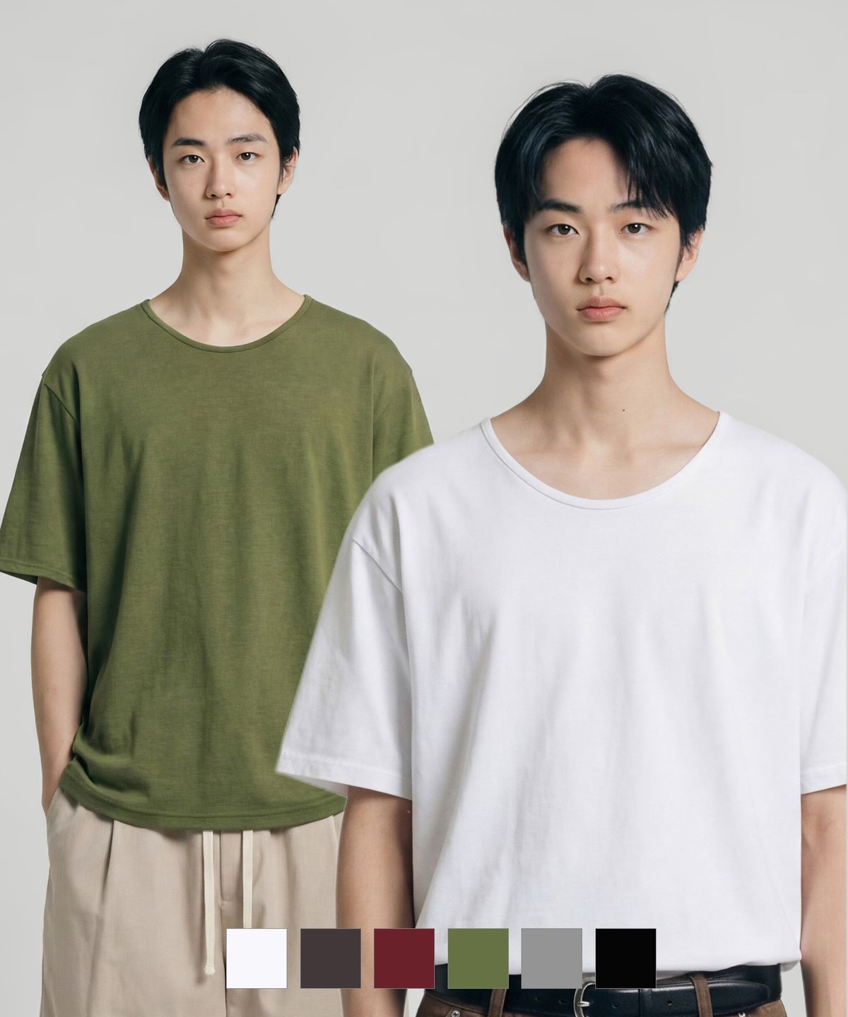 제멋(JEMUT) [2PACK] 보이 크롭 U넥 반팔티셔츠 6종 KJST2691