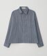 핀턱 스트라이프 크롭 셔츠_블루