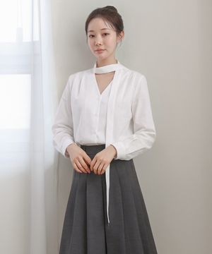 JS 타이 블라우스_화이트