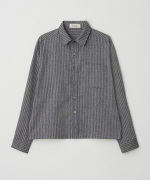 핀턱 스트라이프 크롭 셔츠_블랙