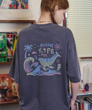 블루 웨이브 피그먼트 반팔티 다크블루