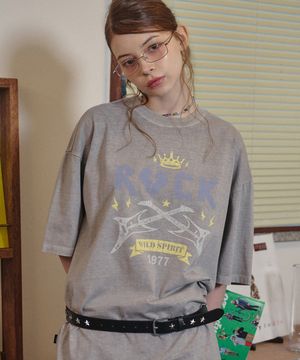 락크라운 피그먼트 반팔티 고스트그레이