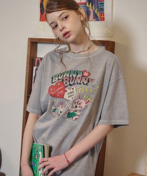 BUNNYNNY 피그먼트 반팔티 고스트그레이