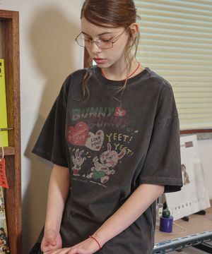 BUNNYNNY 피그먼트 반팔티 스모크블랙