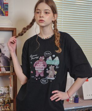 DTP 케이크 베어 반팔티 블랙