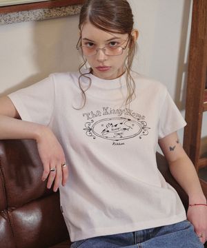 키티홈 크롭 반팔티 화이트