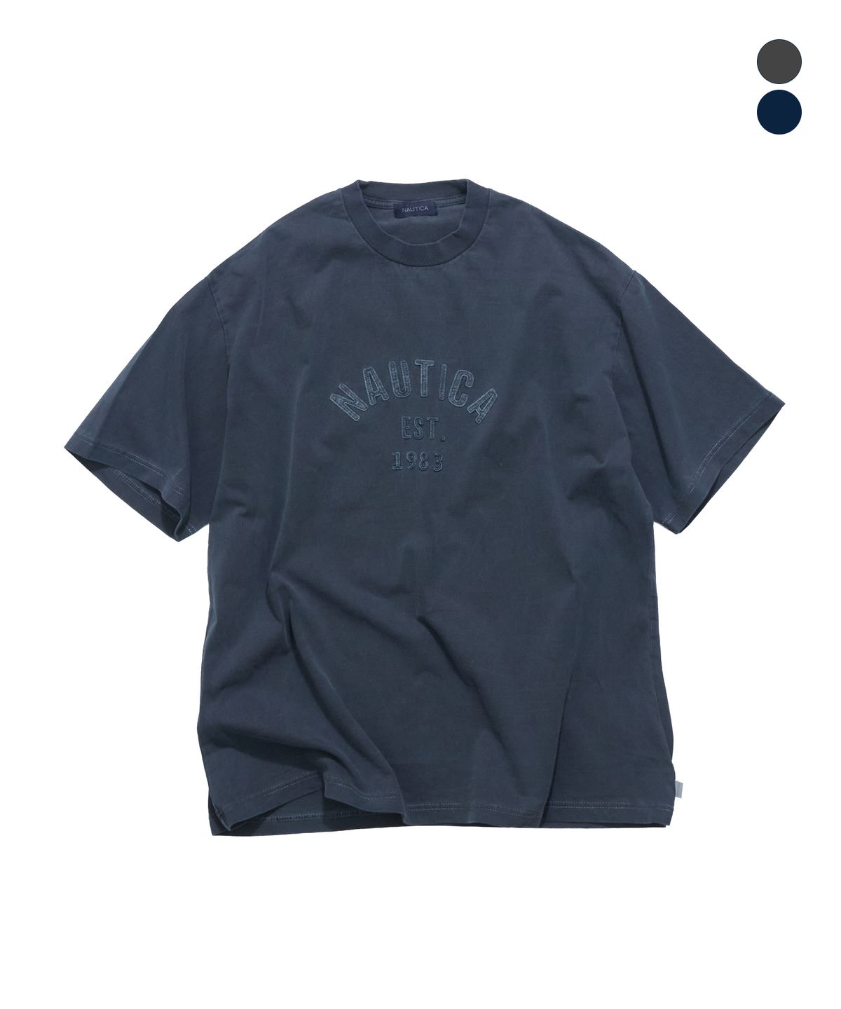 노티카(NAUTICA) 펠트 로고 피그먼트 티셔츠(2colors) JTS5926