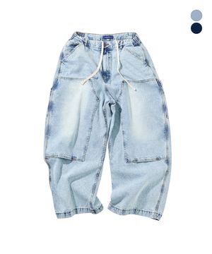 슈퍼 와이드 커브 더블니 페인터 데님 팬츠(2colors) JPL7886