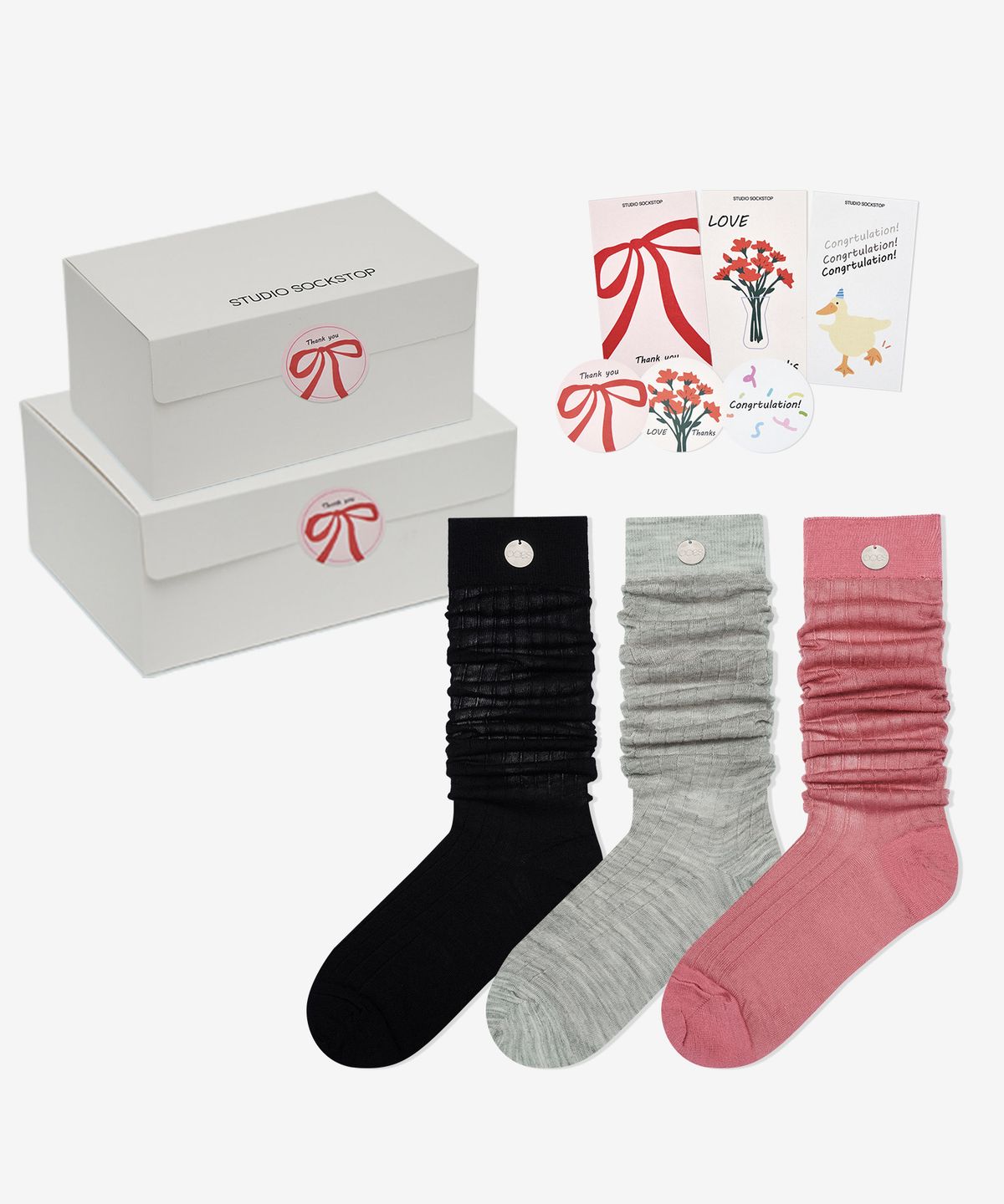 스튜디오 싹스탑(STUDIO SOCKSTOP) 싹스탑 로맨틱 우먼 삭스 3P 세트 기프트 5종