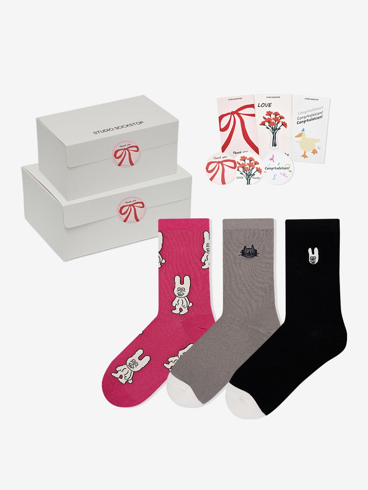 스튜디오 싹스탑(STUDIO SOCKSTOP) 싹스탑 위트 우먼 삭스 3P 세트 기프트 3종