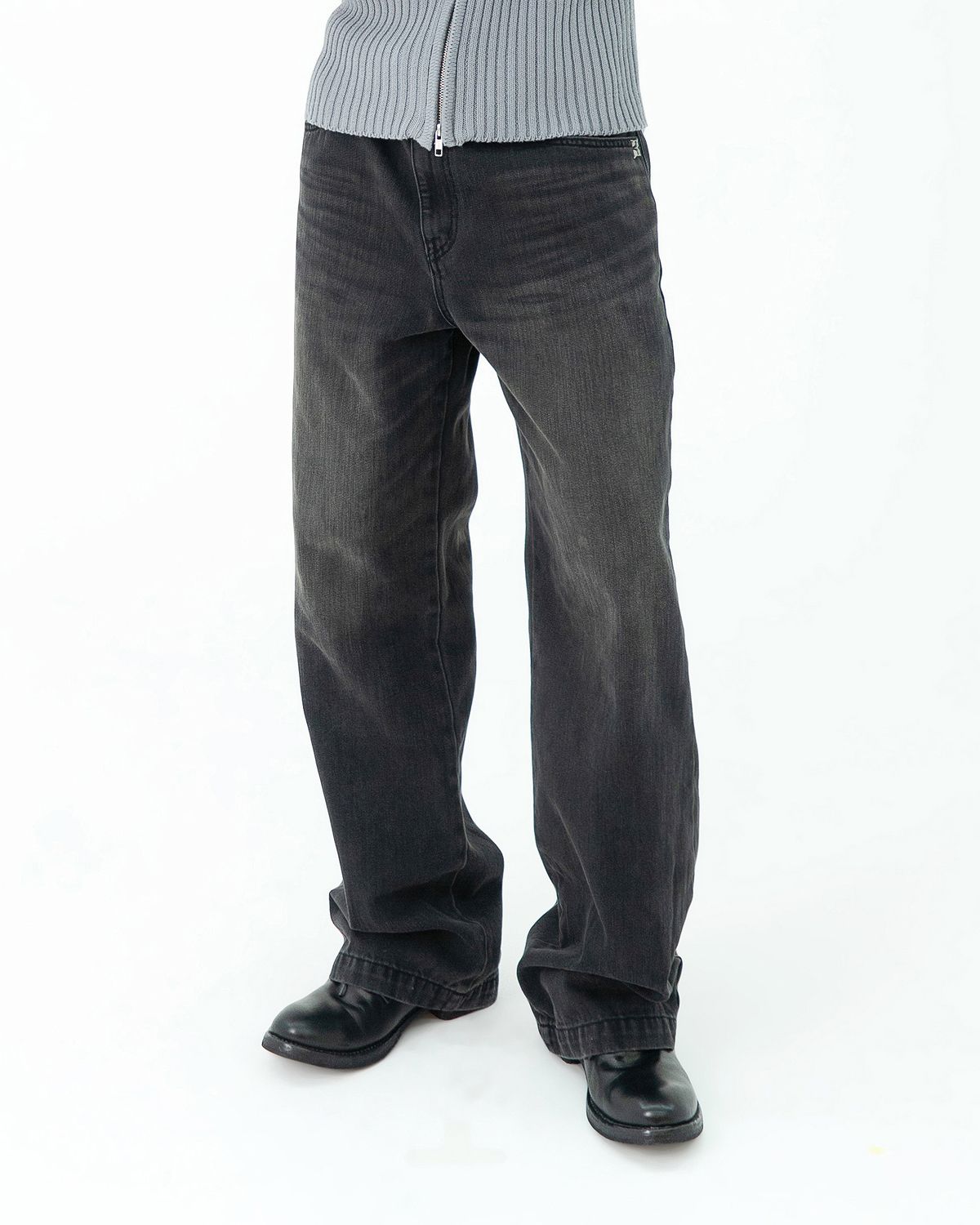 포스333(PHOS333) M Straight Fit Denim Pants/Black