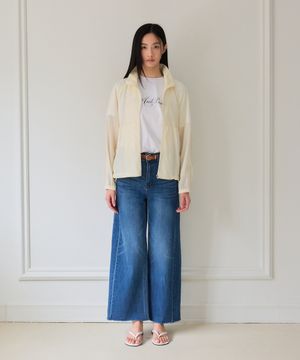 Shiny Back Drawstring Windbreaker (Beige)