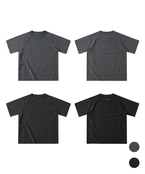 에어스트레치 벤트 라글란 숏슬리브 (블랙/그레이)