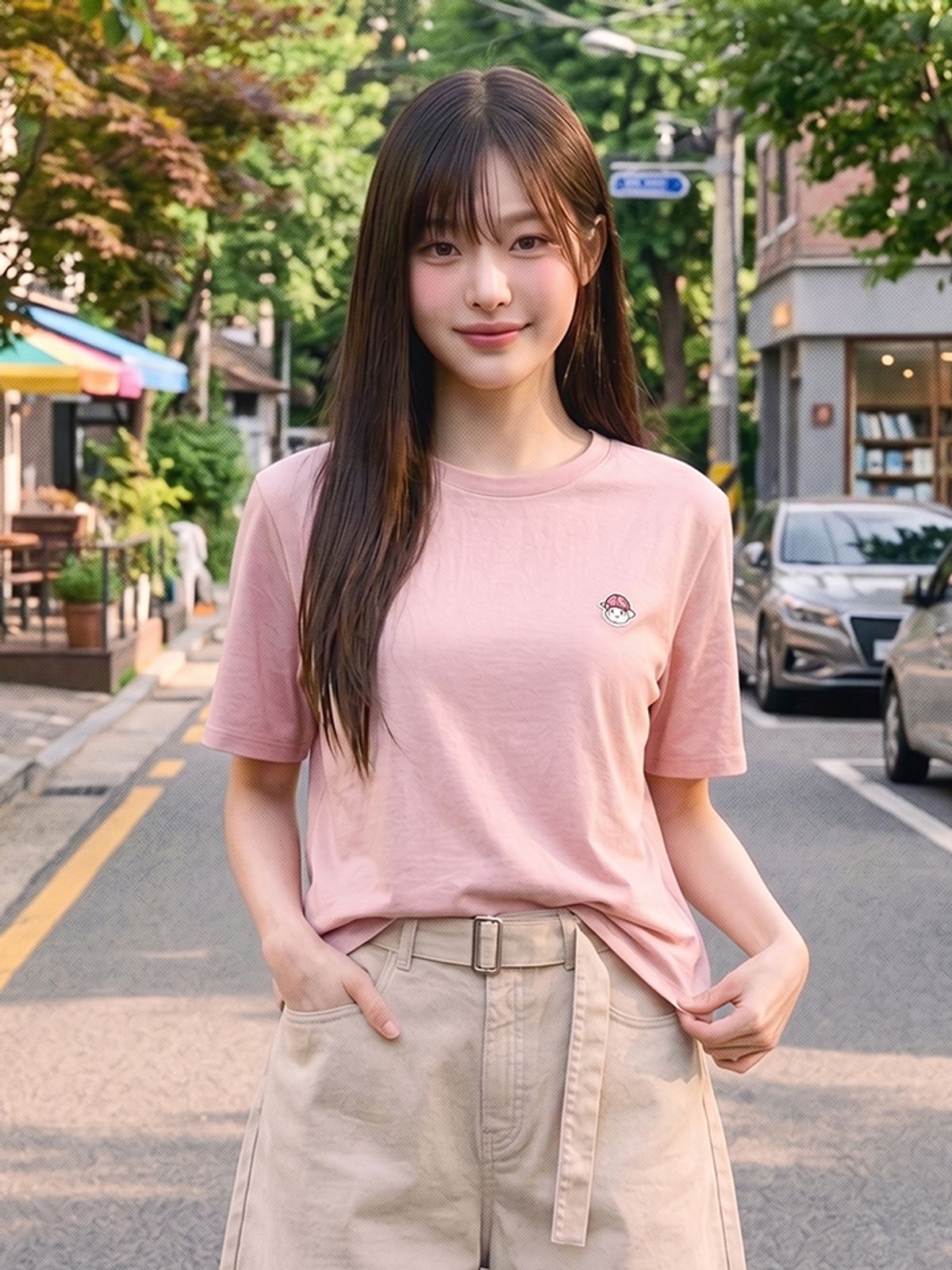 행텐(HANGTEN) 여성 스몰 베니 와펜 반팔 티셔츠_501(10570-131-413-31)