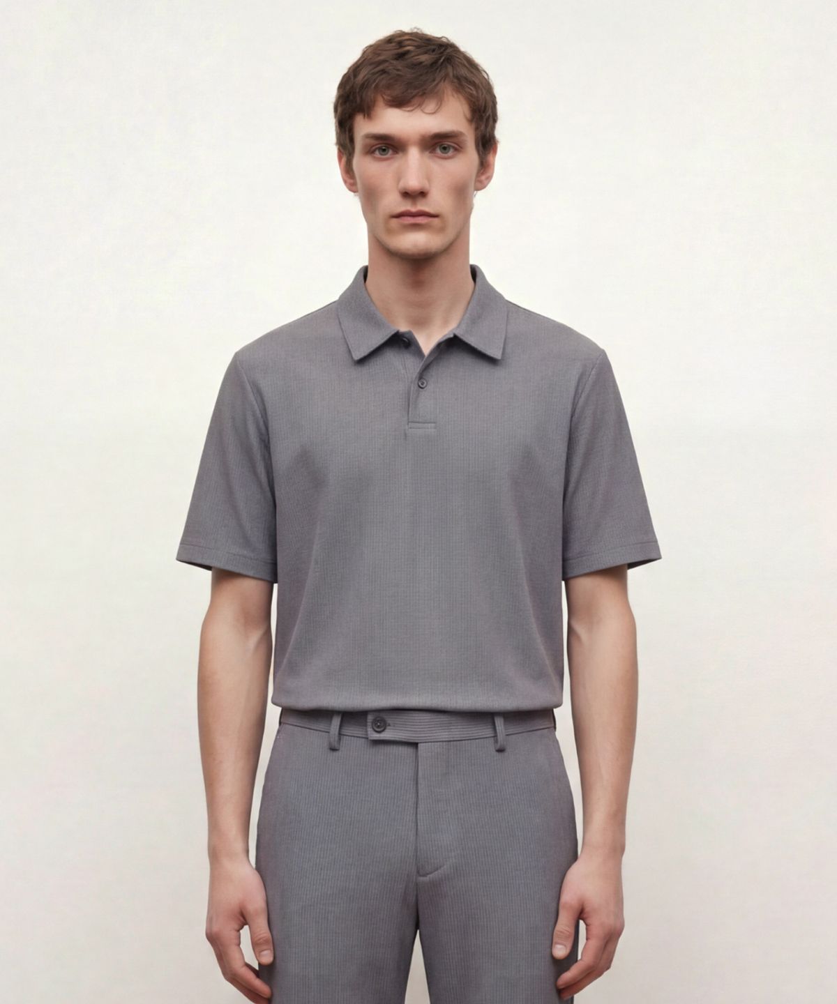 질스튜어트뉴욕 맨(JILLSTUART NEWYORK MEN) 골지 서커 셋업 반팔 티셔츠 - 그레이 (JNTS6B483G2)